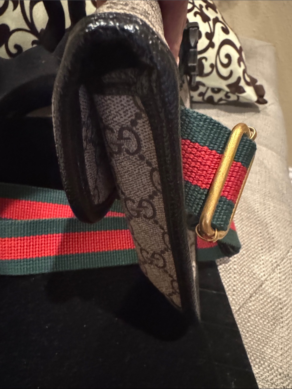 NEW Gucci Supreme Monogram Neo Vintage Web Belt Bag Black - Picture 6 of 12